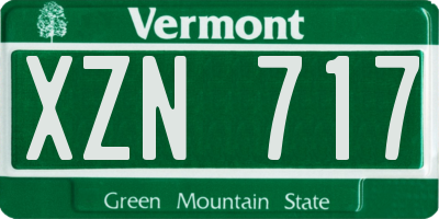VT license plate XZN717