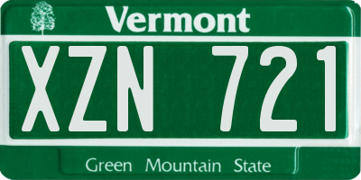 VT license plate XZN721
