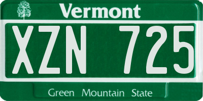 VT license plate XZN725