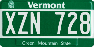 VT license plate XZN728