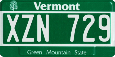 VT license plate XZN729