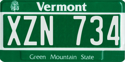 VT license plate XZN734