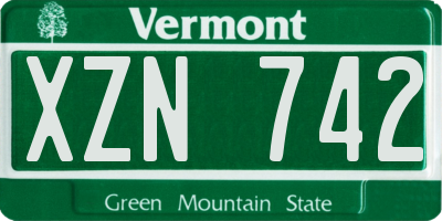 VT license plate XZN742