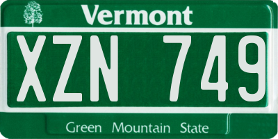 VT license plate XZN749