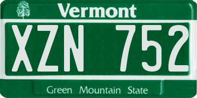 VT license plate XZN752