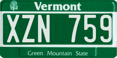 VT license plate XZN759