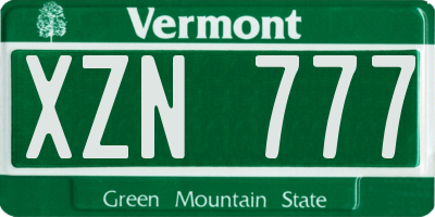 VT license plate XZN777