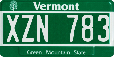 VT license plate XZN783