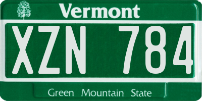VT license plate XZN784