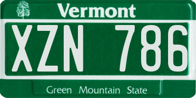 VT license plate XZN786