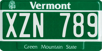 VT license plate XZN789