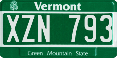 VT license plate XZN793