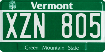VT license plate XZN805