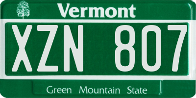 VT license plate XZN807