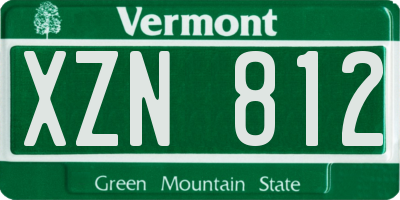 VT license plate XZN812