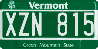 VT license plate XZN815