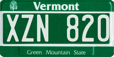 VT license plate XZN820