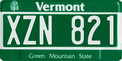 VT license plate XZN821