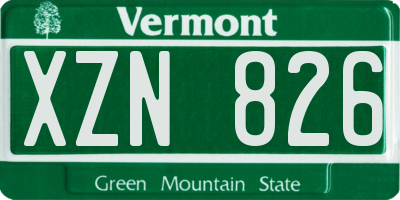 VT license plate XZN826