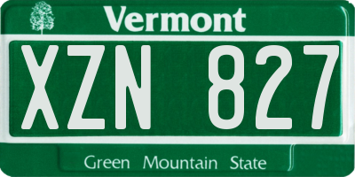 VT license plate XZN827
