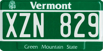 VT license plate XZN829