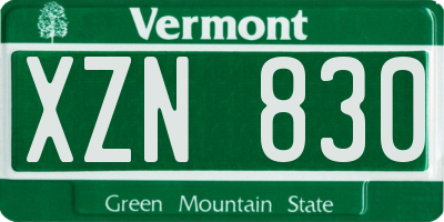 VT license plate XZN830