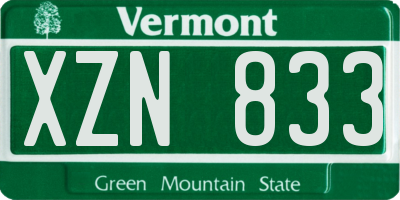 VT license plate XZN833