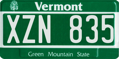 VT license plate XZN835