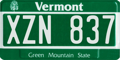 VT license plate XZN837