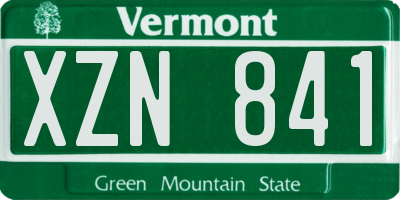 VT license plate XZN841