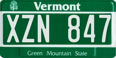 VT license plate XZN847