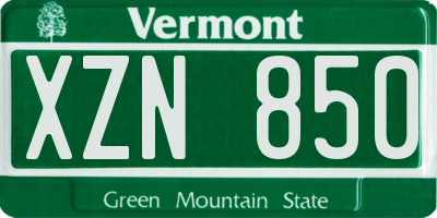 VT license plate XZN850