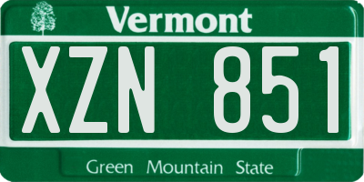VT license plate XZN851
