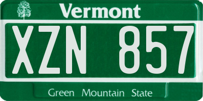 VT license plate XZN857