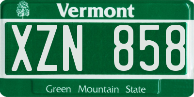 VT license plate XZN858