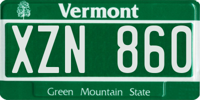 VT license plate XZN860