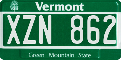 VT license plate XZN862