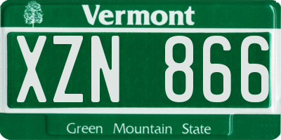 VT license plate XZN866