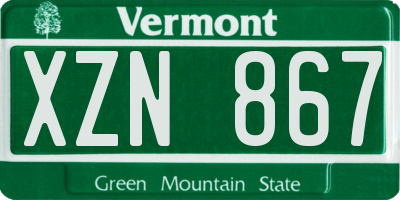 VT license plate XZN867