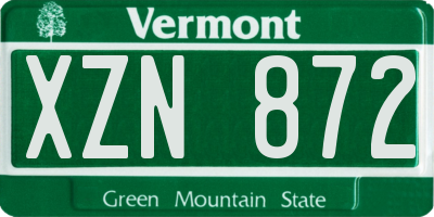 VT license plate XZN872