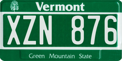 VT license plate XZN876