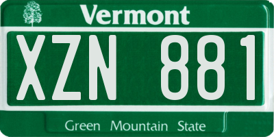 VT license plate XZN881