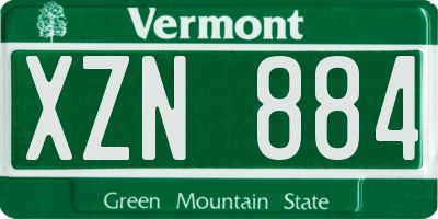 VT license plate XZN884