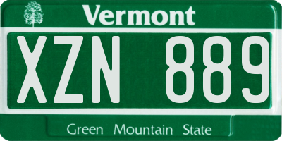 VT license plate XZN889