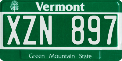 VT license plate XZN897