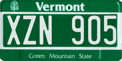 VT license plate XZN905