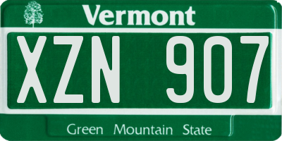 VT license plate XZN907
