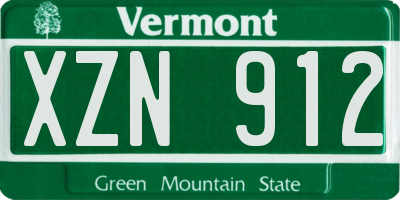 VT license plate XZN912