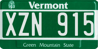 VT license plate XZN915