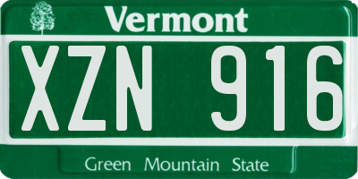 VT license plate XZN916